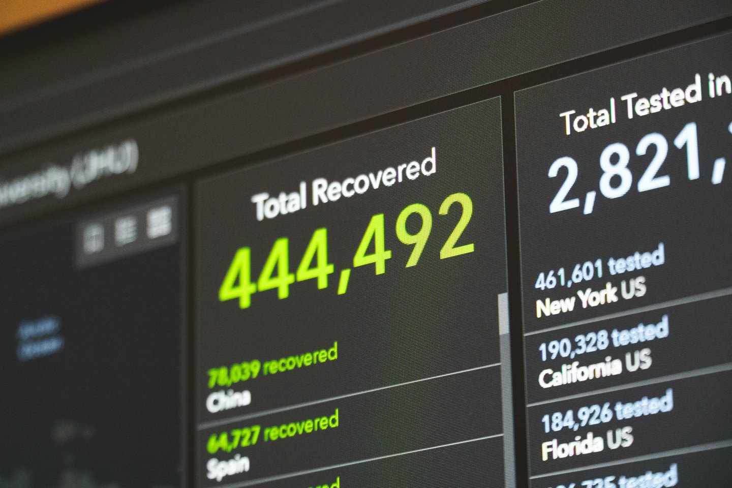 Digital dashboard screen showing health statistics.
